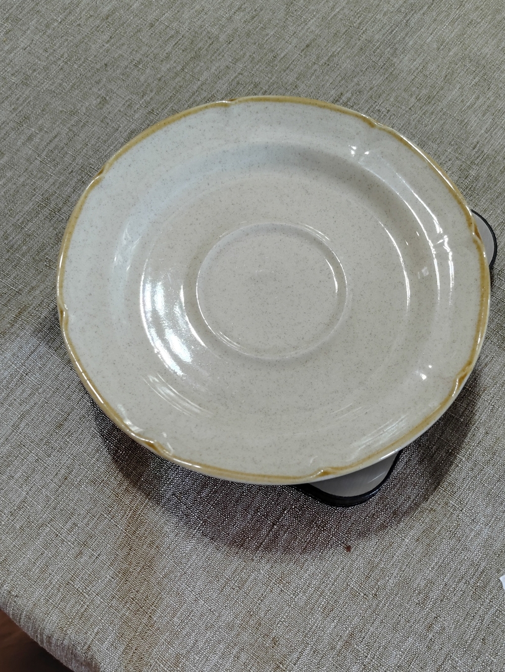 Hearthside Neutral Cream Saucer with Tan Rim